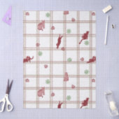 Speelse Kerstkatten op Cranberry-Groene Ruit Tissuepapier (Craft)