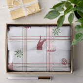 Speelse Kerstkatten op Cranberry-Groene Ruit Tissuepapier (Geschenk)