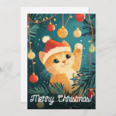Speelse Kerstkattenboom Ornamenten Feestdagenkaart (Voorkant / Achterkant)
