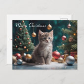 Speelse Kerstkitten bij de boom met Ornament Briefkaart (Voorkant / Achterkant)