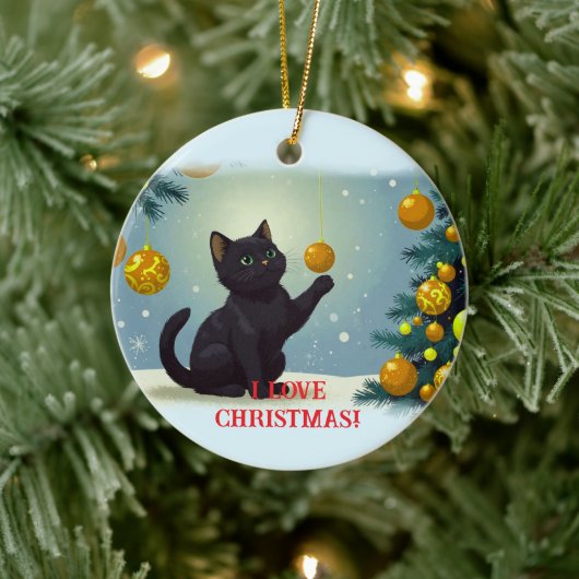 Speelse Kerstkitten Keramisch Ornament (Boom)