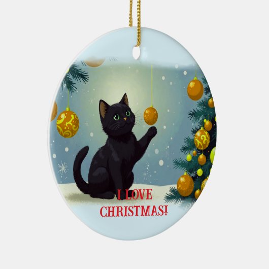 Speelse Kerstkitten Keramisch Ornament (Rechts)