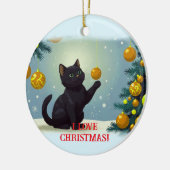 Speelse Kerstkitten Keramisch Ornament (Links)