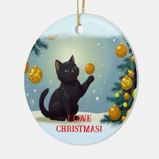 Speelse Kerstkitten Keramisch Ornament (Links)