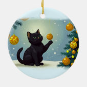 Speelse Kerstkitten Keramisch Ornament (Achterkant)