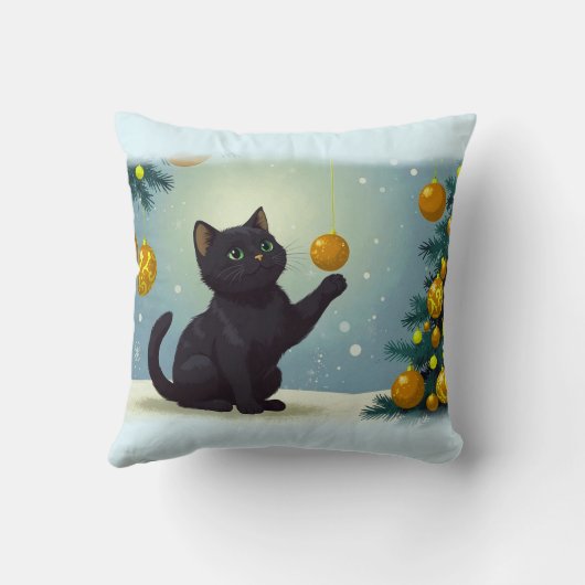 Speelse Kerstkitten Kussen (Achterkant)