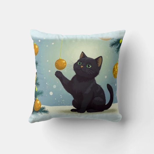 Speelse Kerstkitten Kussen (Achterkant)