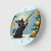 Speelse Kerstkitten Ronde Klok (Hoek)