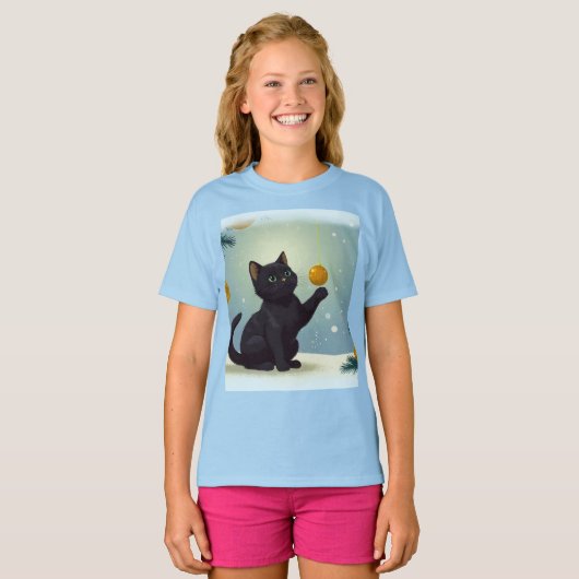 Speelse Kerstkitten T-shirt (Voorkant volledig)