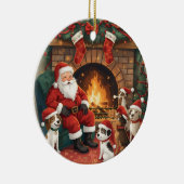 Speelse Kerstman & Huisdieren Kerstmis Keramisch Ornament (Rechts)