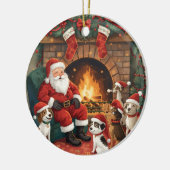 Speelse Kerstman & Huisdieren Kerstmis Keramisch Ornament (Links)