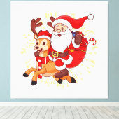 **"Speelse Kerstman Ontwerp – Leuk en Feestelijk C Canvas Afdruk (Insitu (Houten vloer))
