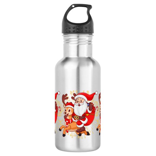 **"Speelse Kerstman Ontwerp – Leuk en Feestelijk C Waterfles (Voorkant)