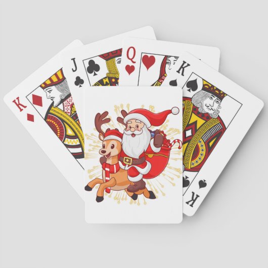 **"Speelse Kerstman Ontwerp – Pret en Feestelijk C Pokerkaarten (Achterkant)