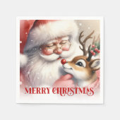 Speelse Kerstman Rudolph Kerst Diner Servetten (Voorkant)