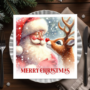 Speelse Kerstman Rudolph Kerstfeest Servetten Set