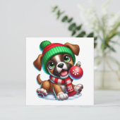 Speelse Kerstpuppy Feestdagenkaart (Staand voorkant)