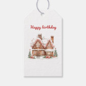 Speelse kerststal verjaardag cadeaulabel (Voorkant)