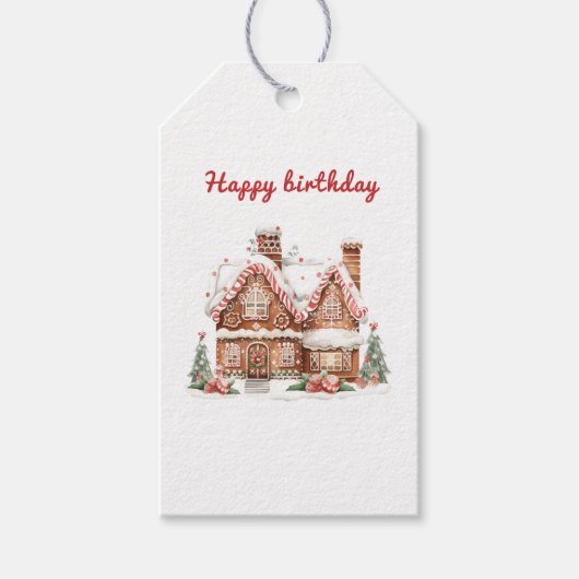 Speelse kerststal verjaardag cadeaulabel (Voorkant)