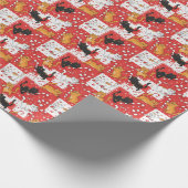 Speelse Kerststok Katten Kerstmis Rood & Wit Cadeaupapier (Hoek)