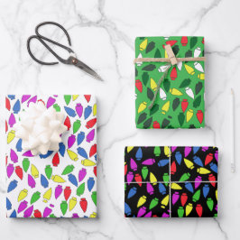 Speelse kerstverlichting inpakpapier vel