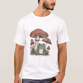 Speelse kikker onder paddenstoel parasol t-shirt (Voorkant)