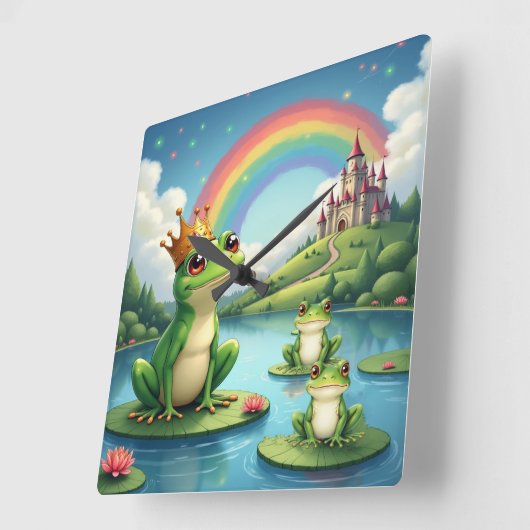 Speelse Kikker Prins Kinderen Wandklok (Hoek)