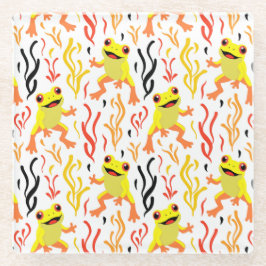 speelse kikkers glazen onderzetter