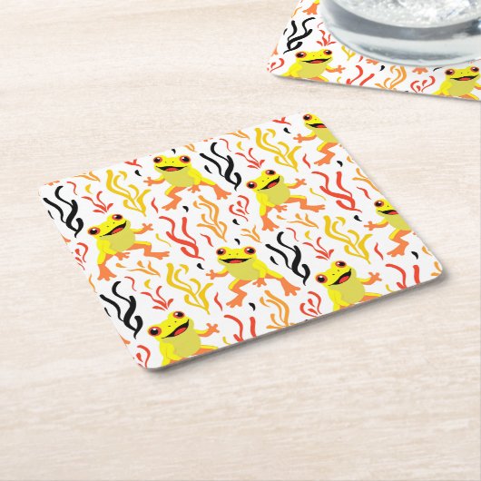 speelse kikkers kartonnen onderzetters (Schuin)