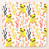 speelse kikkers kartonnen onderzetters (Voorkant)