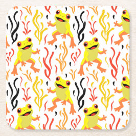 speelse kikkers kartonnen onderzetters