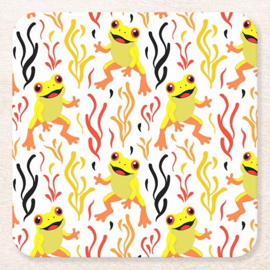 speelse kikkers kartonnen onderzetters (Voorkant)