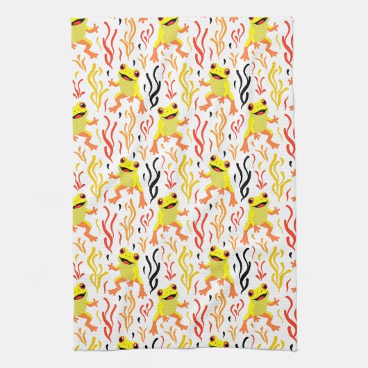 speelse kikkers theedoek (Verticaal)