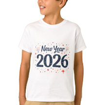 Speelse kinder Nieuwjaar 2026 t shirt met sterretj