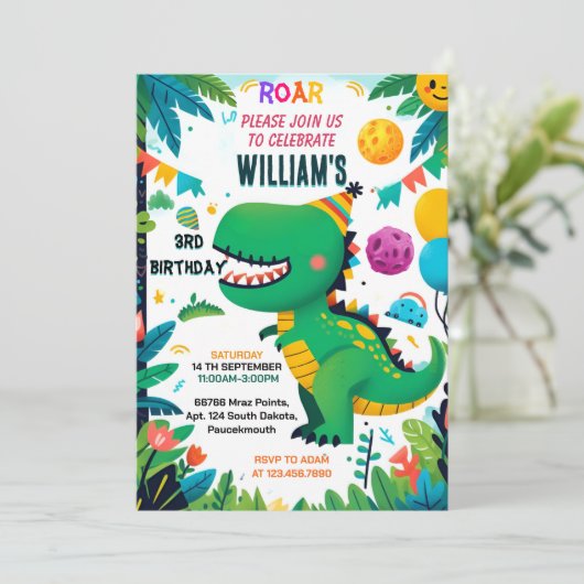 speelse kinder schattige jongens T drie 3 rex 3e v Kaart (Staand voorkant)