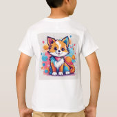 Speelse Kinder Schattigee Cat Design T-shirt voor (Achterkant)
