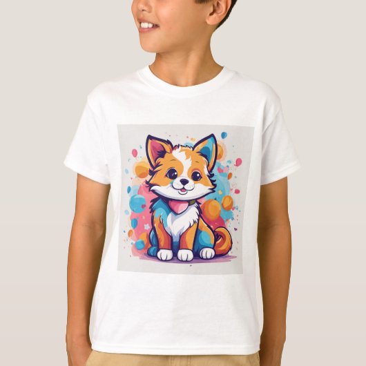 Speelse Kinder Schattigee Cat Design T-shirt voor (Voorkant)