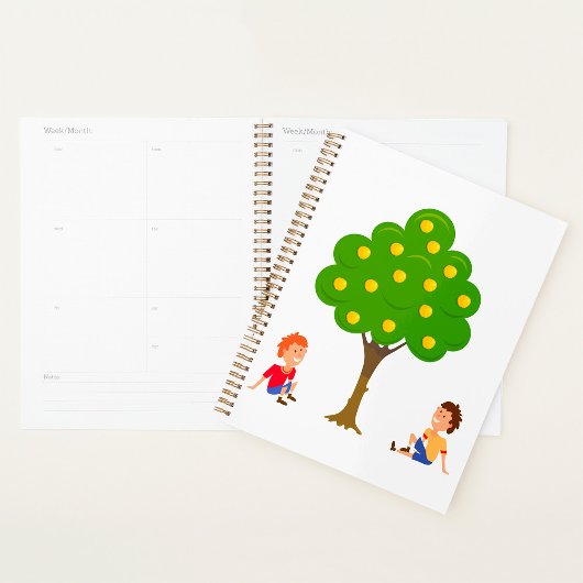 Speelse Kinderen die onder een appelboom zitten Planner