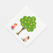 Speelse Kinderen die onder een appelboom zitten Servet (Hoek)