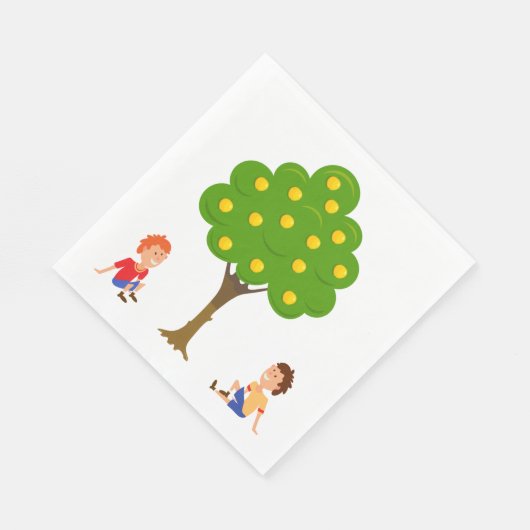 Speelse Kinderen die onder een appelboom zitten Servet (Hoek)