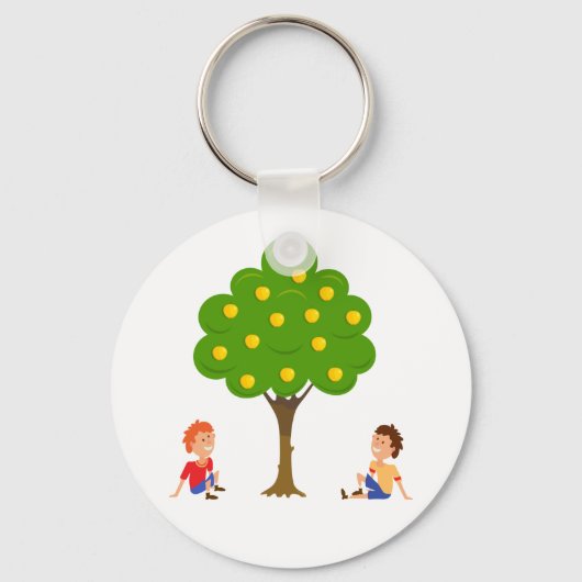 Speelse Kinderen die onder een appelboom zitten Sleutelhanger (Voorkant)