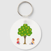 Speelse Kinderen die onder een appelboom zitten Sleutelhanger (Achterkant)