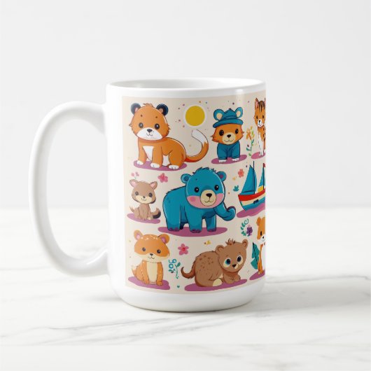 Speelse kinderen dierenontwerp koffiemok (Links)