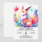 Speelse kinderen Fox Verjaardag Kaart (Voorkant / Achterkant)