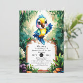 Speelse Kinderen Papegaai Verjaardag Kaart (Staand voorkant)