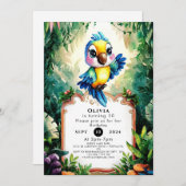Speelse Kinderen Papegaai Verjaardag Kaart (Voorkant / Achterkant)