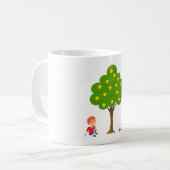 Speelse kinderen zittend onder een appelboom koffiemok (Voorkant links)