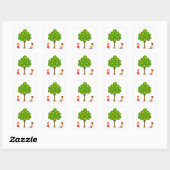 Speelse kinderen zittend onder een appelboom vierkante sticker (Vel)