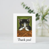 Speelse kitten bedankt briefkaarten (Staand voorkant)