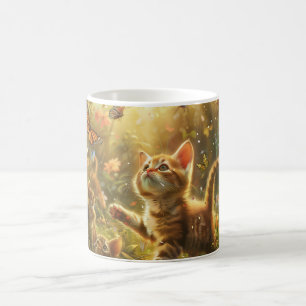 Speelse kitten digitale kunst koffiemok